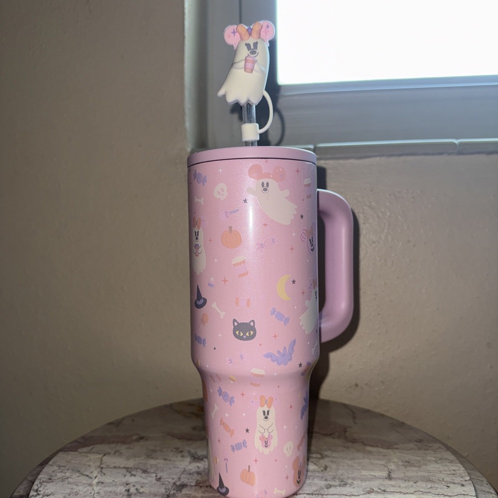 2026 Disney Parks Happy Halloween Pink Mickey Pumpkin Tumbler Ghost Topper New